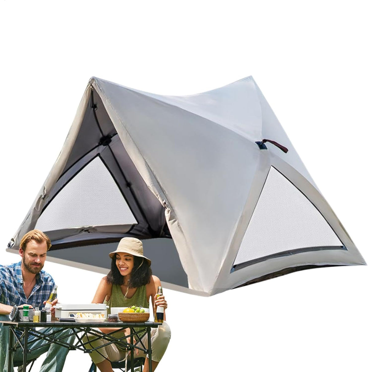 Pop Up Strandzelt und Camping Pavillon - Wasserdicht und winddicht aus Oxford Tuch - Mesh Fenster für Belüftung - Für Wandern Strand Camping und Outdoor Freizeit