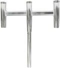 TACO Metals Deluxe Trident Rutenhalter - Silberner Aluminium Dreifachhalter - Gerade Ausführung mit integriertem Werkzeugfach - Für Boot Yacht und Angelausrüstung