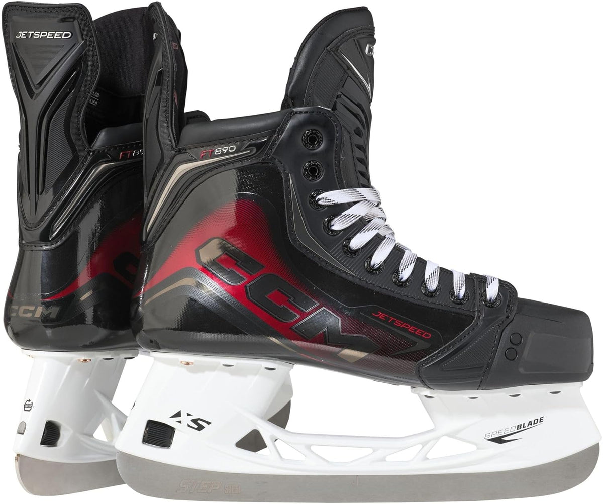 CCM Jetspeed FT890 Eishockey Schlittschuhe Senior - Mehrfarbig im Regular Stil - Paar mit flachem Absatz und 2,5 kg - Sport Schlittschuhe für erwachsene Eishockeyspieler