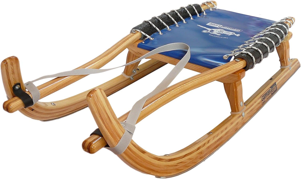 Freizeitrodel 115 Natur - Kunststoff Schlitten im klassischen Design - Blau für Kinder und Erwachsene - Rodel für winterliche Freizeit und verschneite Hänge