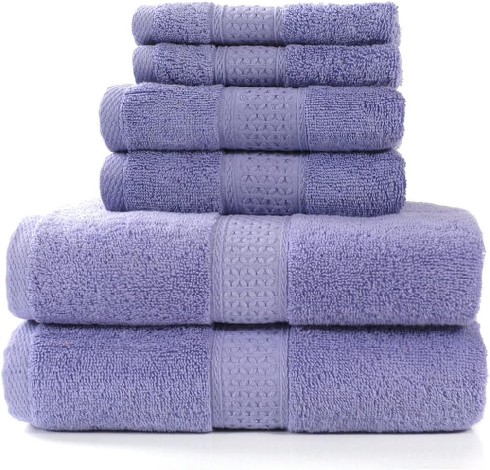 Badetuch Set 6 teilig - 2 große Badetücher 2 Handtücher und 2 Waschlappen - Baumwolle in einfarbigem Design - Farbe C für Badezimmer und tägliche Pflege
