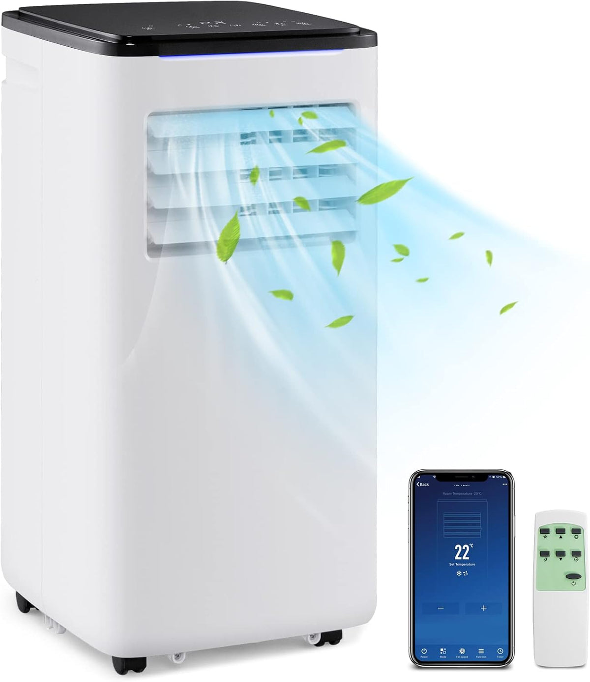 COSTWAY mobile Klimaanlage 9000 BTU - Tragbares 4 in 1 Klimagerät mit Abluftschlauch - Kühlen Heizen Ventilieren Entfeuchten mit Schlafmodus - 24 Stunden Timer und Fernbedienung
