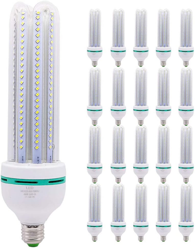 Xindaxin E27 LED Maislampe 36 W - 6000 K kaltweißes Licht - Nicht dimmbares Energiespar Leuchtmittel mit E27 Sockel - 20er Pack für helle Innenbeleuchtung
