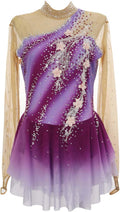 Eiskunstlauf Wettkampfkleid für Mädchen und Frauen - Professionelle Skating Bekleidung mit Applikationen - Tanzkostüm für Performance - Maschinenwaschbares Outfit