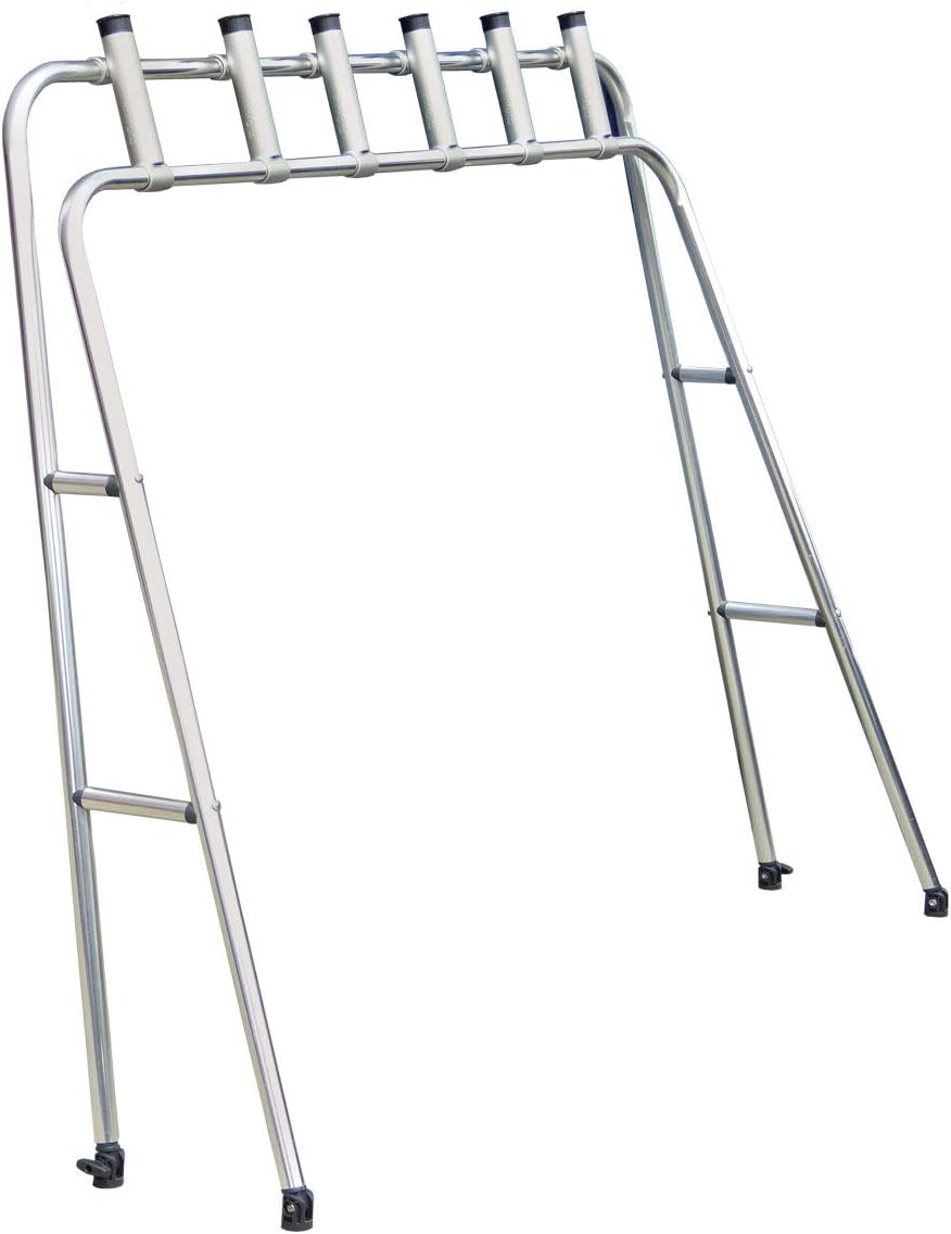Oceansouth Angelrutenrack - Klappbare Aluminium Halterung - Eloxierter Rahmen mit 32 mm Rohren - Für Boot Transport und geordnete Rutenablage