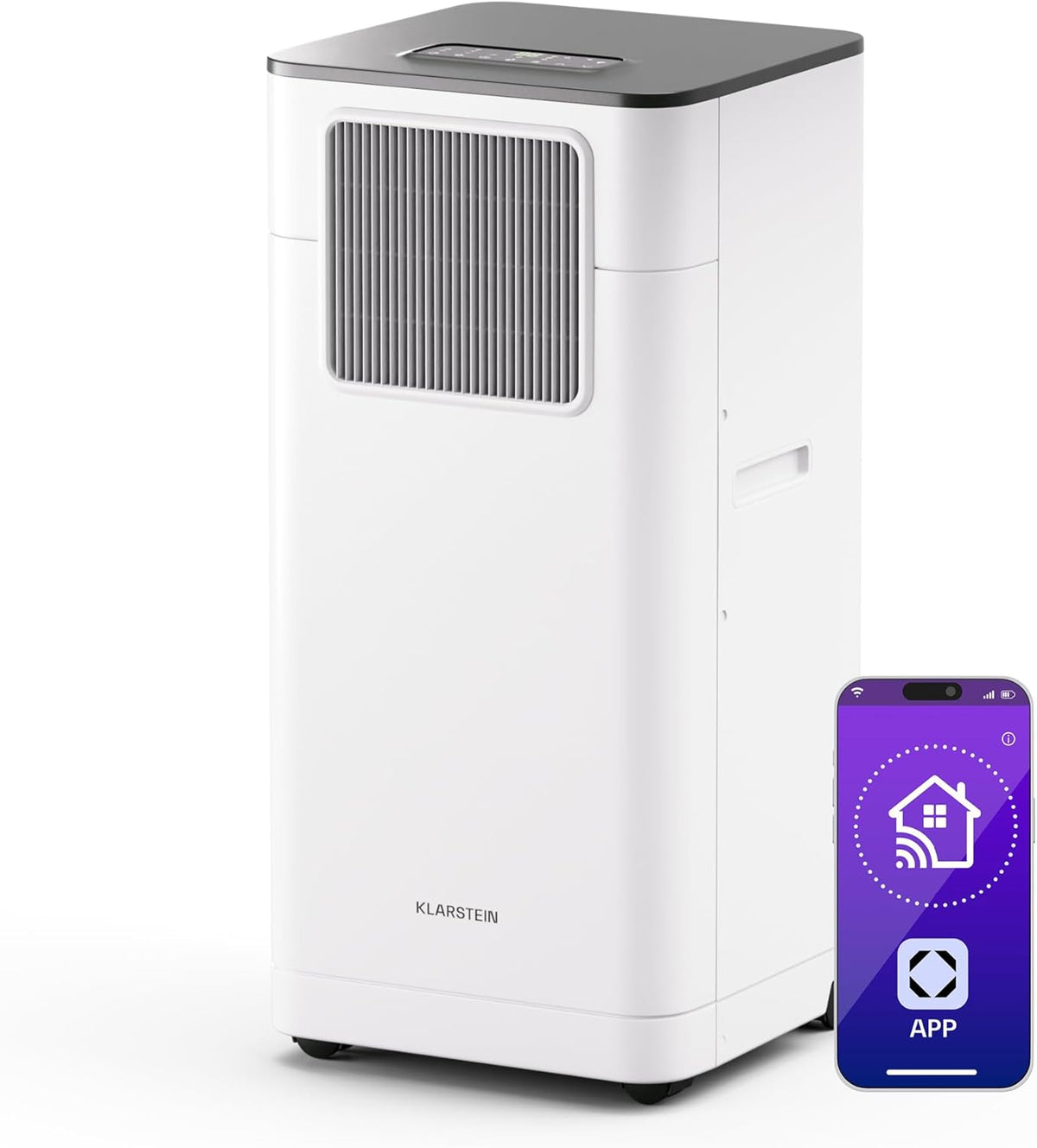 Klarstein Breeze Box 7K Klimagerät - 7000 BTU 3 in 1 für Räume bis 25 Quadratmeter - App Fernbedienung und Sprachsteuerung - Mit R290 Abluftschlauch und Fensterdichtungsset