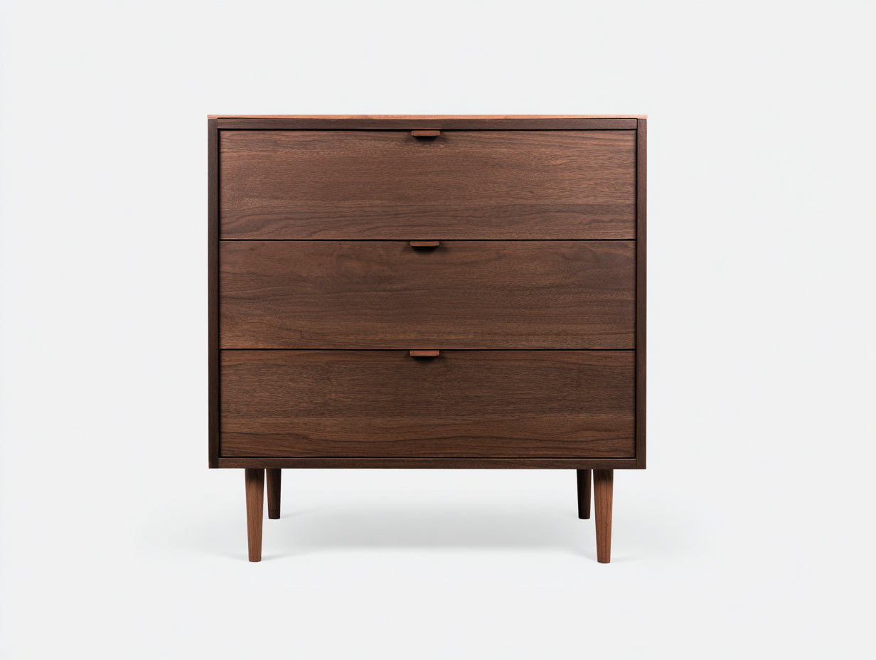 Kommode mit Schubladen Holz Nussbaum 90x40x85 cm - 3 Schubladen Schlafzimmer Wohnzimmer Stauraum Modern