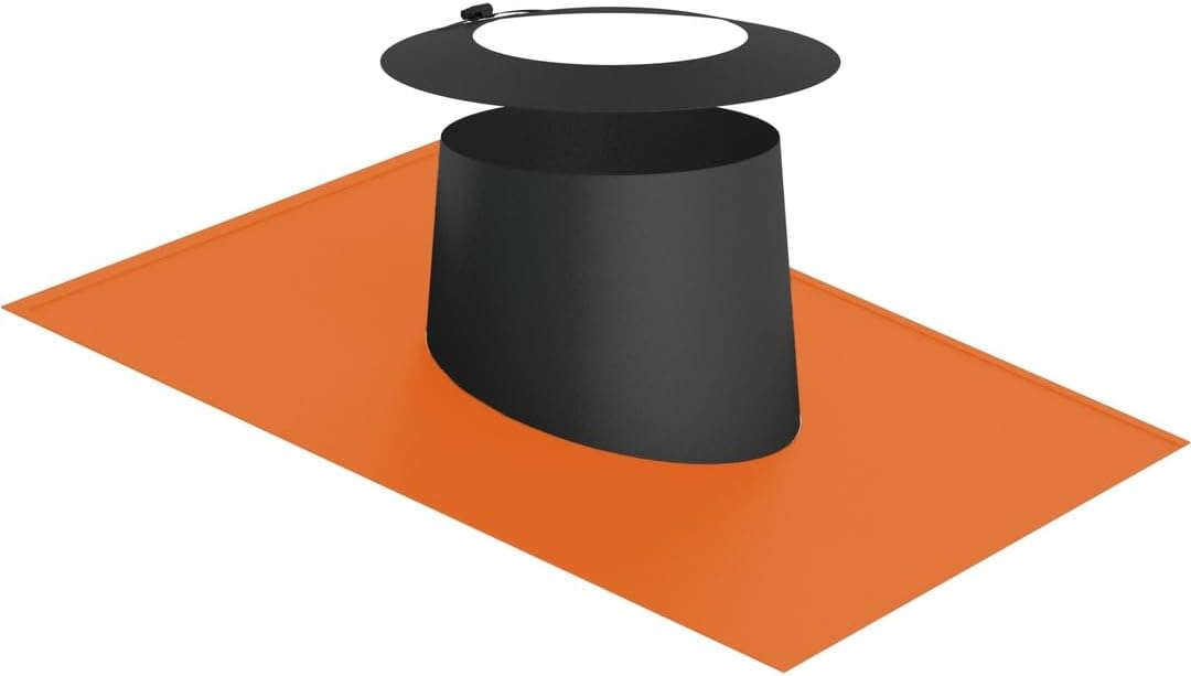 Jeremias DW Black Dachdurchführung 180 mm - Für Dachneigung von 5 bis 15 Grad - Schwarzer Elastomerrand mit Wetterkragen - Edelstahl für Öl Gas und Festbrennstoffe