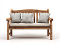 Gartenbank - Massivholz 140x65x90 cm - Natur-Beige - Mit Sitzkissen - Klassisches Design
