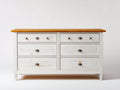 Kommode mit Schubladen aus Massivholz 150x45x90 cm - Weiß-Eichenfarbe - Mit 6 Schubladen - Landhausstil