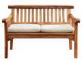 Gartenbank aus Massivholz 150x65x90 cm - Natur-Weiß - Mit Sitzkissen - Klassisches Design