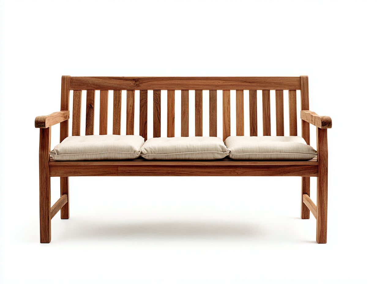 Gartenbank Holz Natur 150x60x85 cm mit Armlehnen 3-Sitzer Klassisch Modern für Garten Terrasse