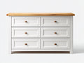 Kommode mit Schubladen Holz Weiß Natur 120x40x80 cm - 6 Schubladen Wohnzimmer Schlafzimmer Stauraum Modern