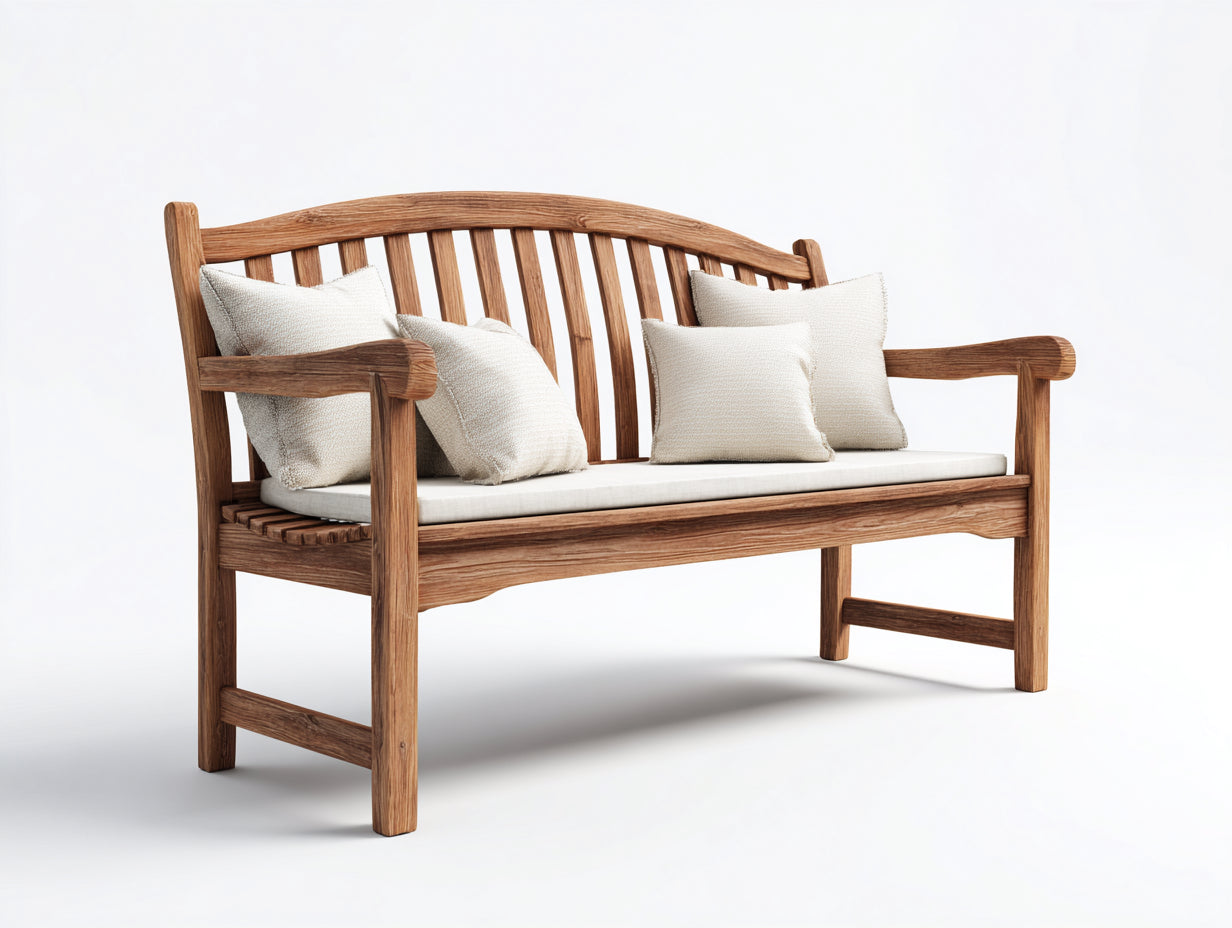 Gartenbank Holz Massivholz 150x60x85 cm Natur - Klassisches Design Außenbereich Sitzbank Garten Terrasse