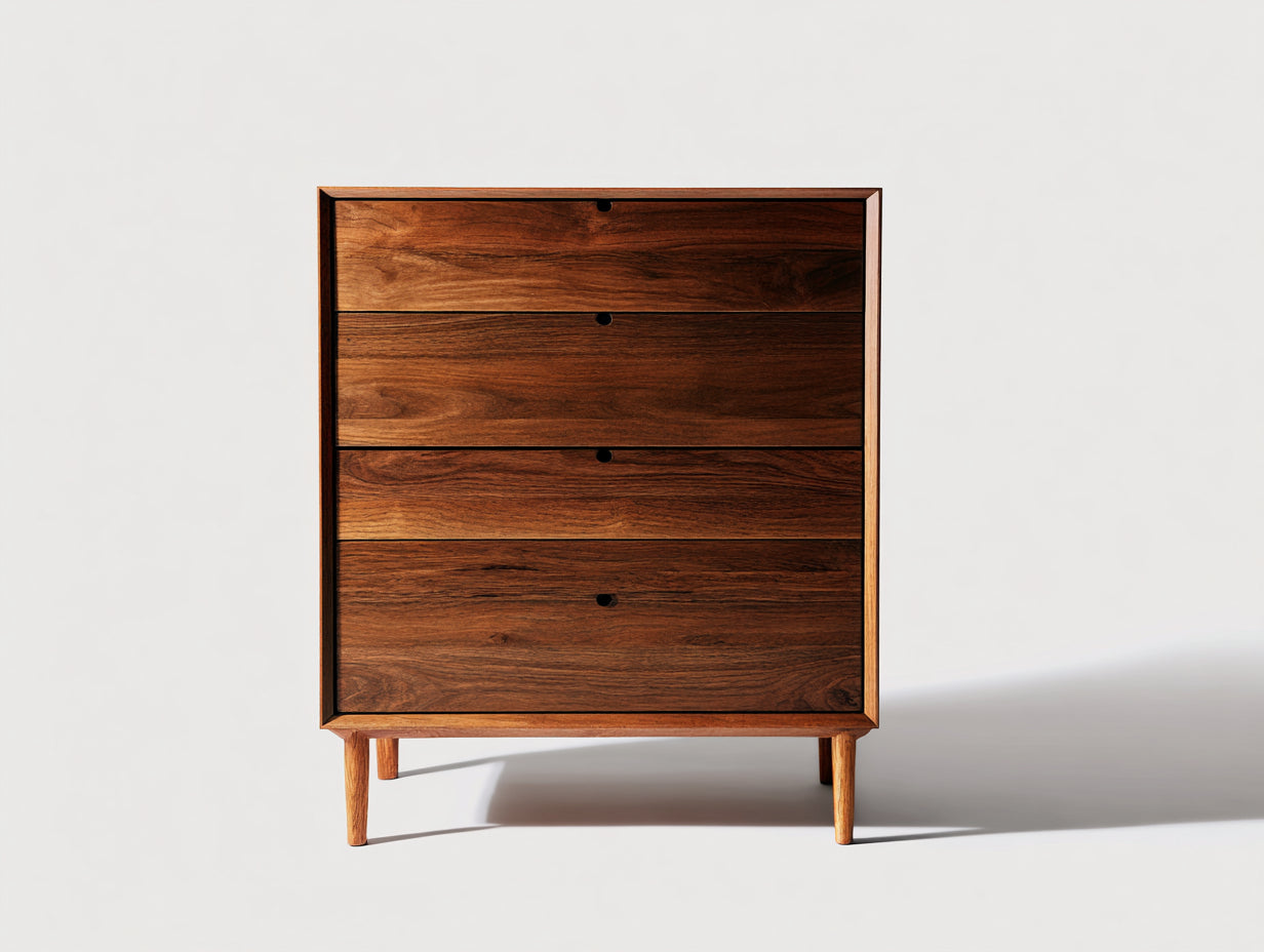Kommode mit Schubladen Holz Nussbaum 80x40x90 cm Sideboard Schlafzimmer Wohnzimmer 4 Schubladen Modern Minimalistisch